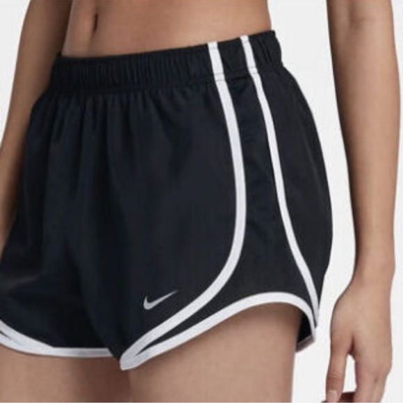 Nike Womens Running Shorts Dri FIT  Lined Black White - Picture 1 of 4